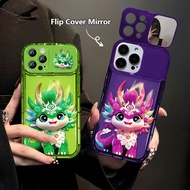 Cute Cartoon Dragon Case Oppo Find X3 Pro X5 R17 R15 A53 A97 A93s A72 A32 A11X A9 A5 2020 Transparent Flip Cover Mirror Casing for Reno 9 8 7 Lite 6 5 Pro Plus 10 Pro+ 7Se 7Z 8Z