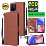 New OPPO A55 Wallet Case Leather Casing Dompet Case Wallet Leather Flip Case OPPO A55 Casing hp Leat