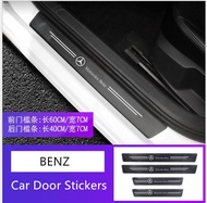 4Pcs BENZ สติกเกอร์รถ Universal Sill Scuff Anti Scratch คาร์บอนไฟเบอร์ Auto ประตู Sill ที่กันครูดสำห