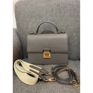 Lovcat Gray Top Handle Bag with Gold Hardware & 2 Straps (Preowned)