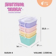 KIARA HOUSEWARE Rantang Plastik Susun 3 & 4 Kotak Makan Susun Korea ( RANTANG KOREA SSN 3 )Rantang P