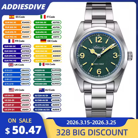 ADDIESDIVE New VH31 Quartz Watches Bubble Glass Retro Elegant WristWatch BGW9/C3 Luminous Waterproof