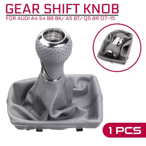 6 Speed Car Manual Gear Shift Knob PU Leather Boot Cover Gaiter Lever Shifter For Audi A4 S4 B8 8K/ 