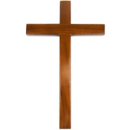 KAYU Plain Teak Wood Wall Hanging Cross Without Jesus Corpus Statue 40cm