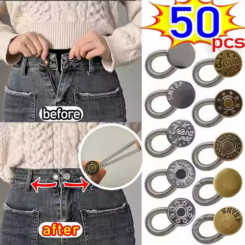 Extend Jeans Waist Button Spring Adjust Waistline Buckle Adjustable Waistband Expanders Elastic Expa