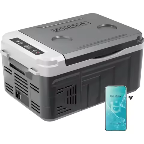EUHOMY 12 Volt Refrigerator, 12 Quart (10L) Compressor Electric Cooler APP Control, Car Fridge 12/24