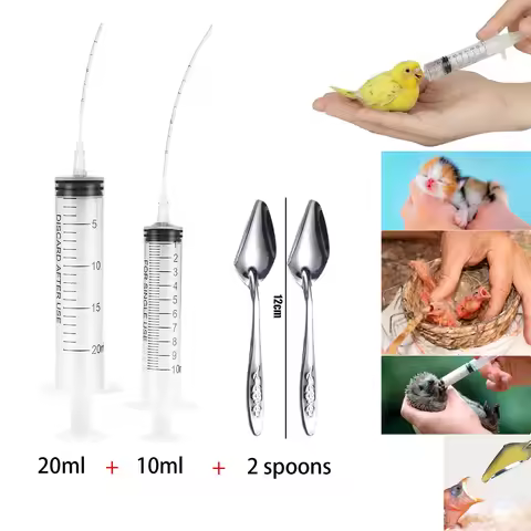 Baby Bird Feeder Parrot Feeding Syringe BreastFeeding Water Milk Medicine Pet Supplies 10ml+20ml + 2