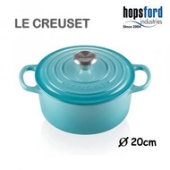 LE CREUSET - LC 圓形琺瑯鑄鐵鍋 20厘米 2.4升 加勒比海藍 Bleu Caraibes 21177201702430 平行進口