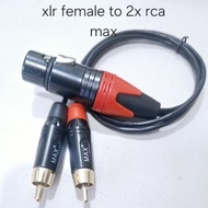 XLR FEMALE TO 2X RCA MAX BRANCH CABLE 1 METER