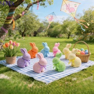 SEVEN Rabbit Easter Figurine, Colorful Handmade Easter Bunny Ornament, Easter Festival DIY Simulatio