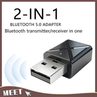 🟠🟡 MEET🟢🔵 High Quality BT 2 In 1 USB Bluetooth 5.0 Transmitter Receiver Mini Stereo USB Bluetooth Wireless Audio Adapter For TV PC Car Kit