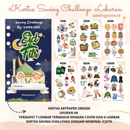 Eid al-Fitr saving challenge paper package, savings paper, sinking fund paper Size A6 6 Ring