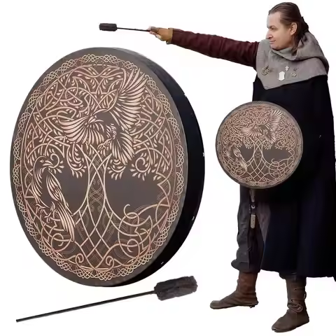 Shamanic Drum Shaman Drum Tree-of-Life And Bird Siberian Drum Hand Designed Shaman Drum With Drum St
