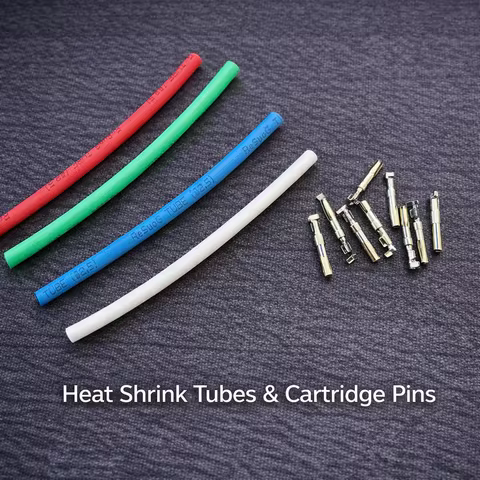 Turntable Cartridge Connector Pins Set, Gold-Plated Contacts with Color Coding Heat Shrink, For SME-