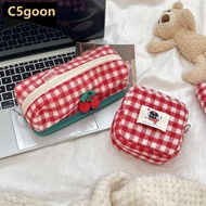 C5GOON Woolen Cloth Stationery Storage Bag Red Multi-functional Cosmetic Bag Red Color Cherry Pencil