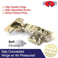 ITALY QUALITY CONCEALED HINGE WITH AIR PRESSURED SOFT CLOSE HINGE FOR CABINET 0MM 5/8 INCH ENGSEL PINTU PERABOT ALMARI F