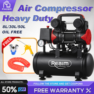 REAIM Portable Air Compressor Heavy Duty 220V No Oil 0.8MPA Compressor 8L/30L/50L High Power Air Com