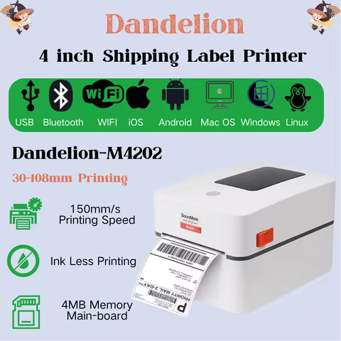 AWB Thermal Sticker Printer High Speed WIFI USB Shipping Label Printer 4*6 Thermal Europe Express 4 