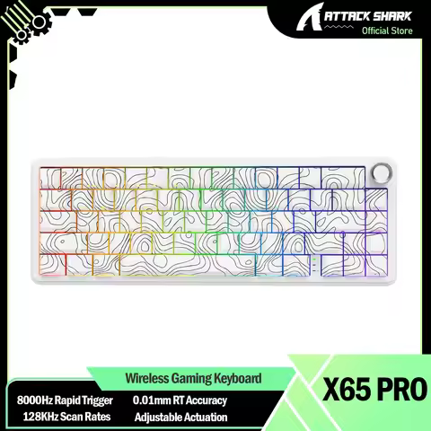 ATTACK SHARK X65PRO HE Rapid Trigger Wireless Gaming Keyboard, 0.01mm RT Accuracy 8000Hz Wired Keybo