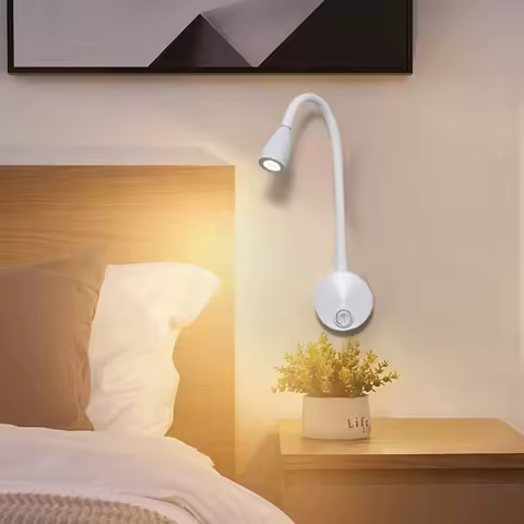 Modern LED Reading Wall Light 3W with Switch Creative Rotating Spotlight Bedroom Study Bedside Inter