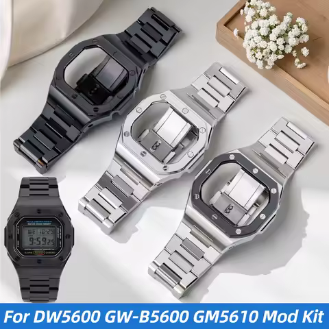For Casio G-SHOCK 3229 DW5600 mod kit GW-M5610 DW-5600 GW-B5600 Men metal watch strap+case stainless