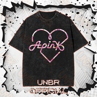 UNBR New American-style loose washed pure cotton T-shirt with Apink print