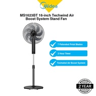 Midea MS1623BT 16-inch Techwind Air Boost System Stand Fan,60dBA, 50W, 2 Hour Timer Techwind Air Boost System