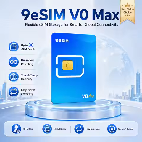 9eSIM V0 MAX Global Physical eSIM Card with Reader, 30 Profiles, Unlimited Downloads, 1GB Global Dat
