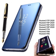 Mirror Flip Case For Huawei Y9A Huawei Y7A Huawei Y8P 2020 Huawei Y7P 2020 Huawei Y6P 2020 Huawei Y9S Huawei Y5P 2020 , Clear View Mirror Flip Leather Stand Phone Case Cover