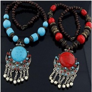 SMILE Bohemian Necklace, Alloy Jewellery Bohemian Pendant Necklace,  Gifts Vintage Turquoise Long Ne