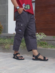 Hugo Pants - Celana Sirwal Cargo Angkle Pria Dewasa 3/4 Pinggang Karet