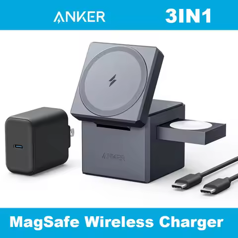 Anker 3-in-1 Cube Magnetic Wireless Charger Stand 15W High-speed Fast Charging with 30W Charger For 