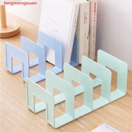 LANGMENGXUAN Divider Book Stand, 4 Grid Bookshelf Desktop Bookends, Stationery Display Simple Durabl