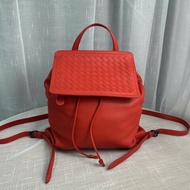 BV 紅色編織翻蓋抽繩後背包30*30*6 98新