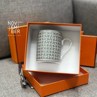 全新💖 Hermès 愛馬仕 銀色馬賽克咖啡杯🩶