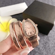 Fashion Creative Snake-Shaped Watch Two-Circle Steel Band Watch Ladies Personality Full Diamond Snak