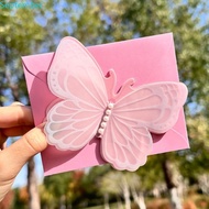 SEPTEMBER Butterfly Card, With Envelope Party DIY Card, Exaggerate Sweet Greeting Pearl Accessories 