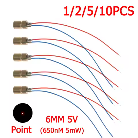 1-10pcs Laser Pointer Diode 650nm 5mW RED Dot Laser Diodes Module 5V Pointer Sight Copper Head Indus