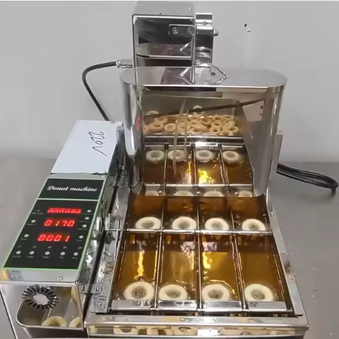 Automatic Electric Doughnut Maker Commercial 4 Rows Mini Machine With Fryer