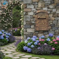 [Dovewill] Wall Mount Mailbox Vintage Iron Sturdy Letter Box Decorative Outdoor Mailbox for Home Fen