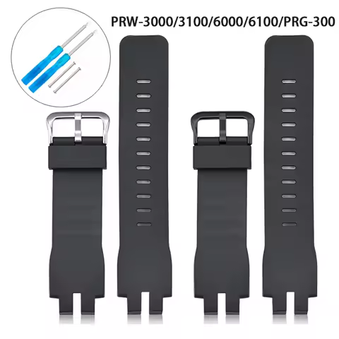 Black Resin Watch Band for Casio PROTREK PRG-300 PRW-3000/3100 PRW-6000/6100 Men Replacement Sport R