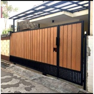 pagar grc motif serat kayu