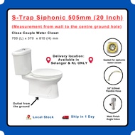 20 Inch 505mm S-Trap WC Water Closet Toilet Close Coupled Tandas Duduk White Ceramic READY STOCK