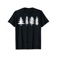 Cotton Single-Sided Printed Round Collar Short-Sleeved T-Shirt Evergreen, Nature Lovers, Camping, Hi