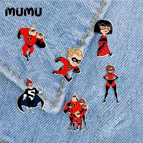2024 New Incredibles Family Lapel Pin Elastigirl Dash Acrylic Brooches Handmade Epoxy Jewelry Shirt 