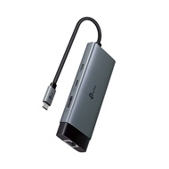 Bộ chia/ Hub TP-Link 6-in-1 USB-C sang 2*USB-A 3.0+USB-C 3.0+USB-C PD+RJ45+HDMI, Xám (UH6120C)