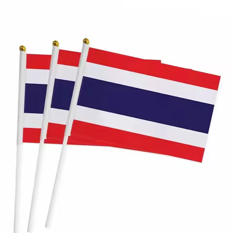 Thailand Hand Flag, Thailand Thai National Flag World Countries Tour Decor Gifts Small Hand Held Wav