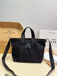 Coach Tote Series Black Canvas Mini Tote Crossbody Bag