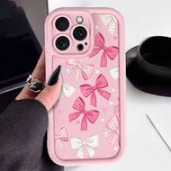 Elegant Pink Bow Pattern Phone Case, Soft TPU Shockproof Protective Cover For Women And Girls, Compa