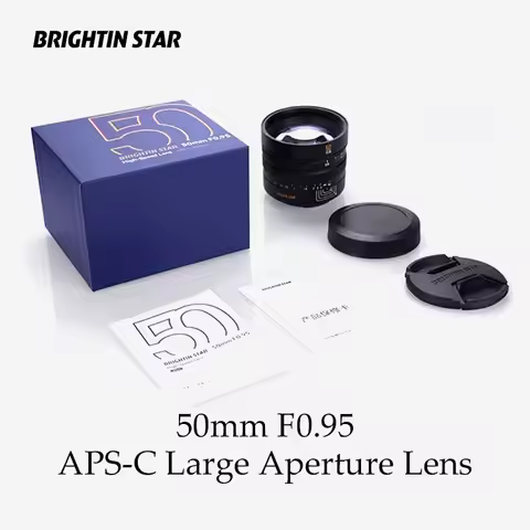 Brightin Star 50mm F0.95 APS-C Mirrorless Camera Lens Portrait for Sony E ZVE10 Fujifilm XF Canon EO